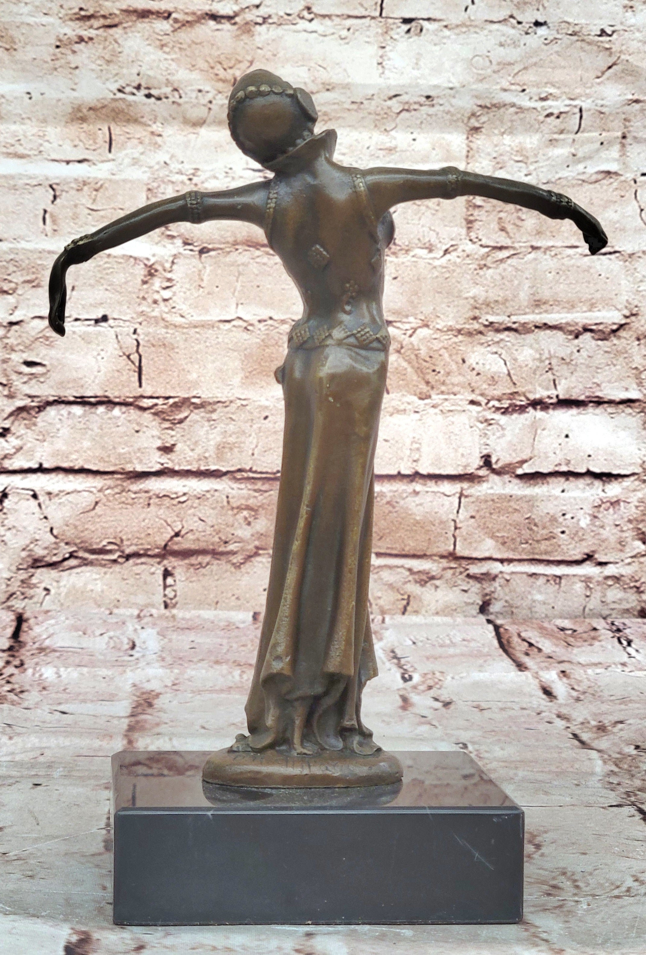 Chiparus Art Deco Bronze Dancer with Outstretched Arms