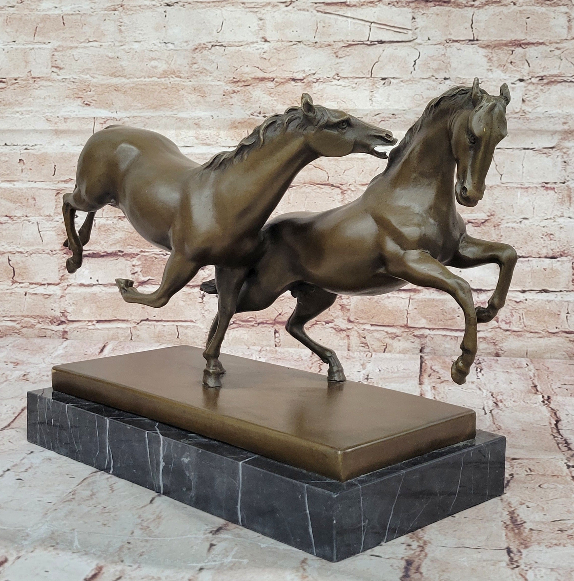 Bronze Horse Duo – Rearing Stallions Sculpture