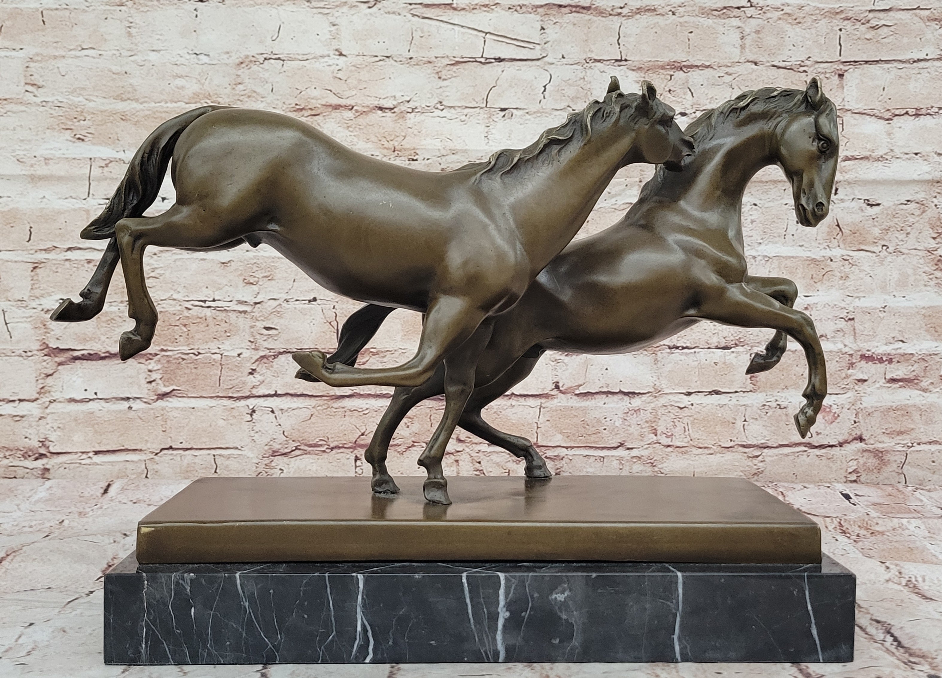 Bronze Horse Duo – Rearing Stallions Sculpture