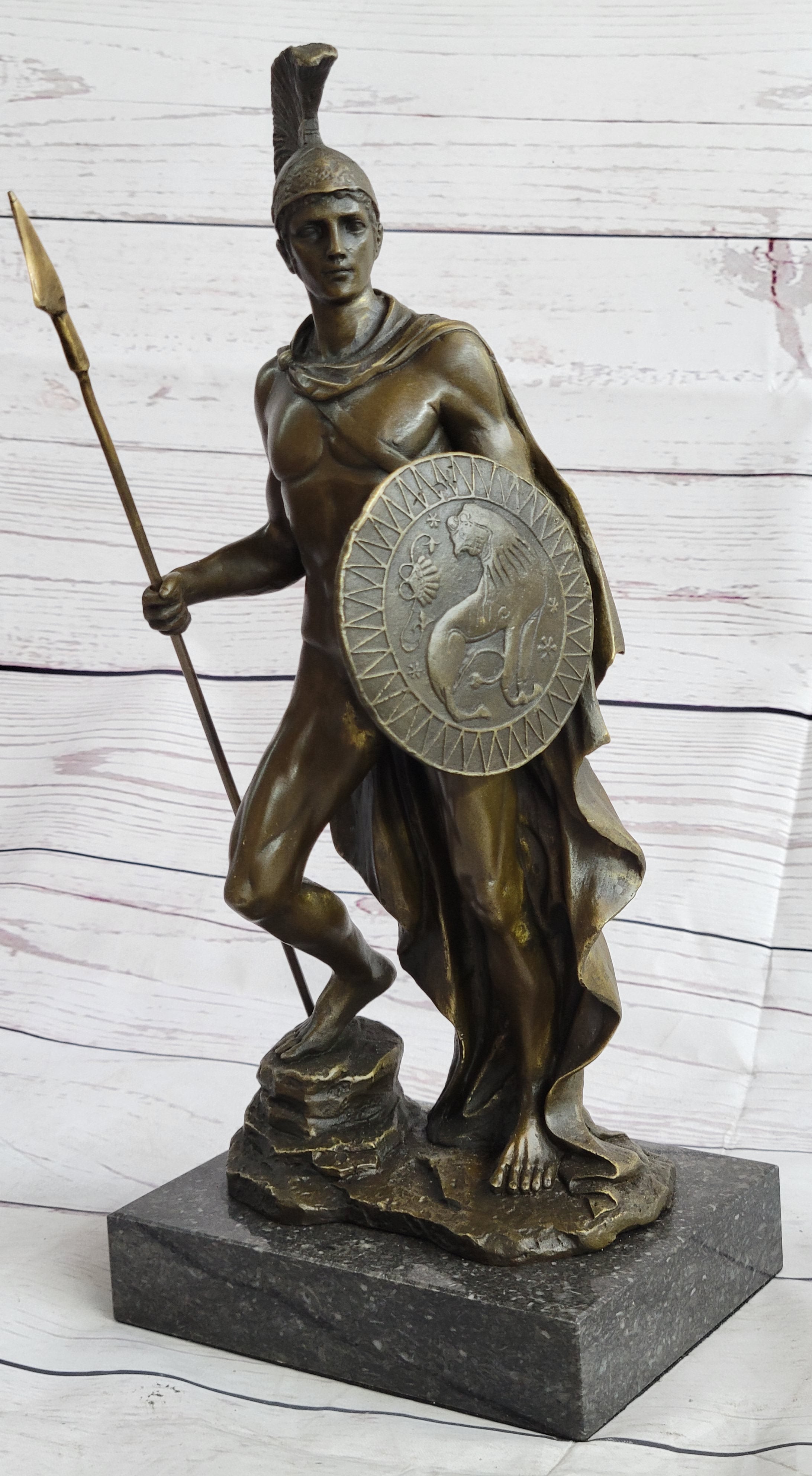 King Leonidas 300 Greek Spartan Warrior Bronze Sculpture 12" x 6"