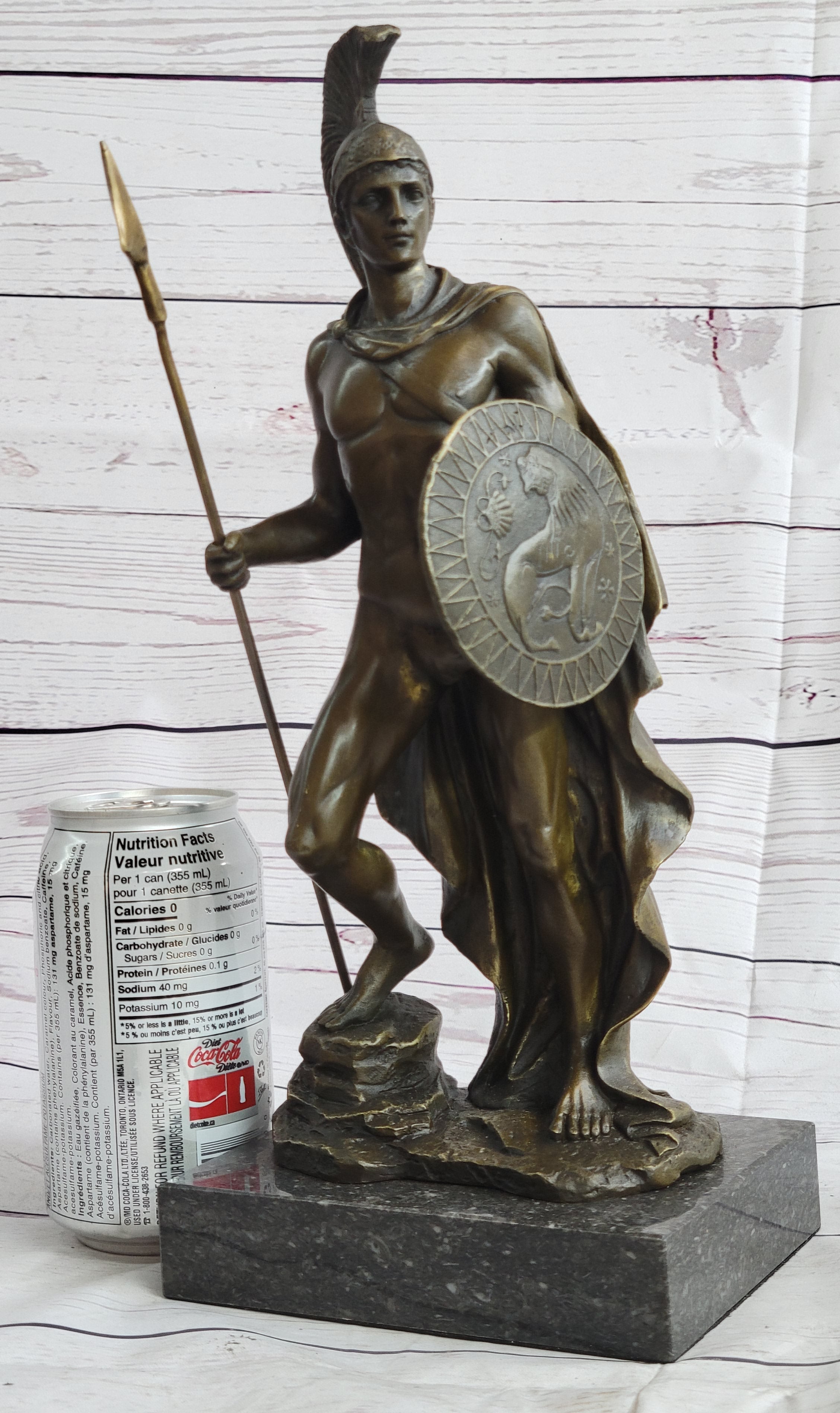 King Leonidas 300 Greek Spartan Warrior Bronze Sculpture 12" x 6"