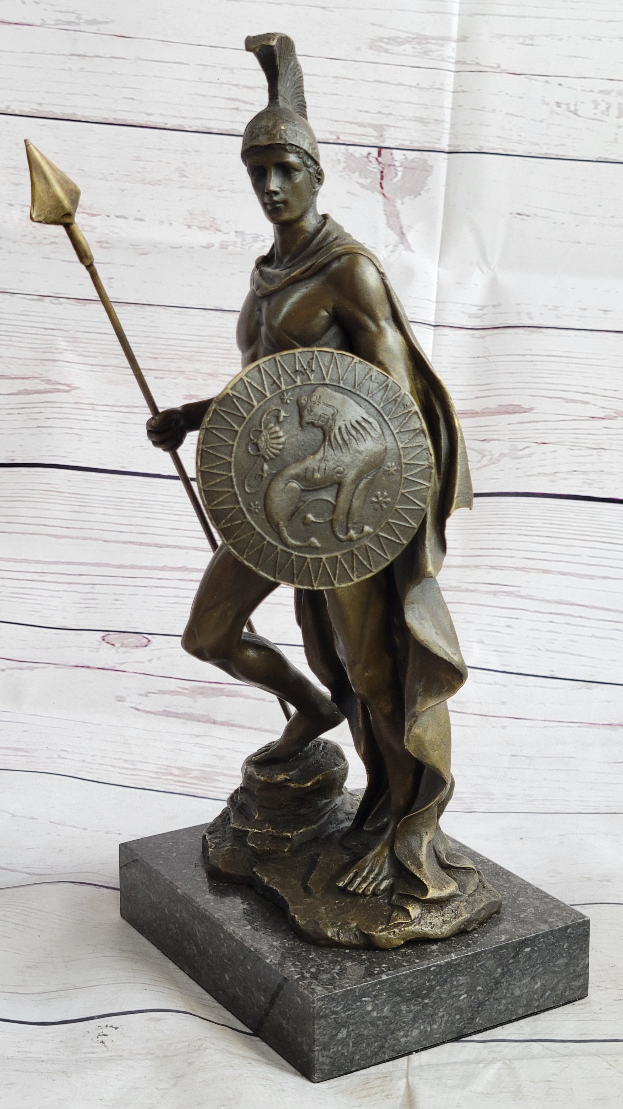 King Leonidas 300 Greek Spartan Warrior Bronze Sculpture 12" x 6"