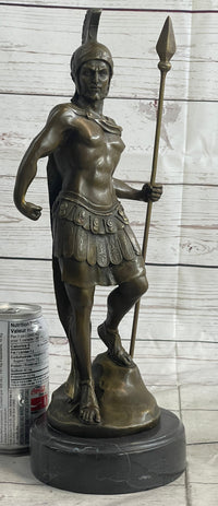 VINTAGE SIGNED KNIGHT WARRIOR BRONZE STATUE DALOU DECO SCULPTURE FIGURINE ART