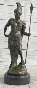 VINTAGE SIGNED KNIGHT WARRIOR BRONZE STATUE DALOU DECO SCULPTURE FIGURINE ART