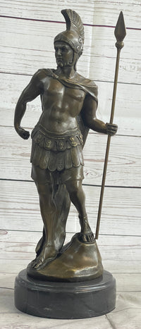 VINTAGE SIGNED KNIGHT WARRIOR BRONZE STATUE DALOU DECO SCULPTURE FIGURINE ART