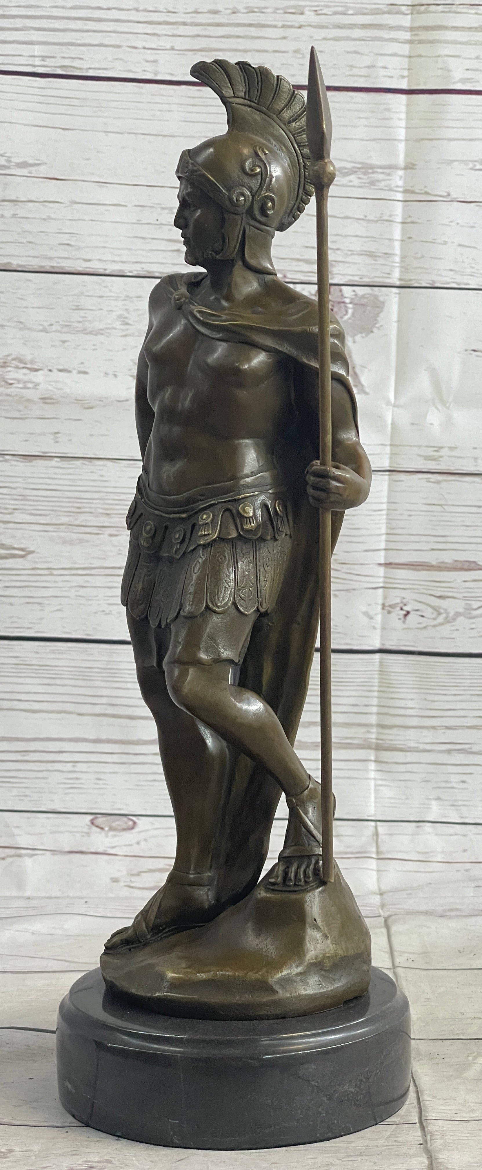 VINTAGE SIGNED KNIGHT WARRIOR BRONZE STATUE DALOU DECO SCULPTURE FIGURINE ART