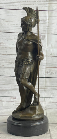VINTAGE SIGNED KNIGHT WARRIOR BRONZE STATUE DALOU DECO SCULPTURE FIGURINE ART