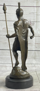 VINTAGE SIGNED KNIGHT WARRIOR BRONZE STATUE DALOU DECO SCULPTURE FIGURINE ART
