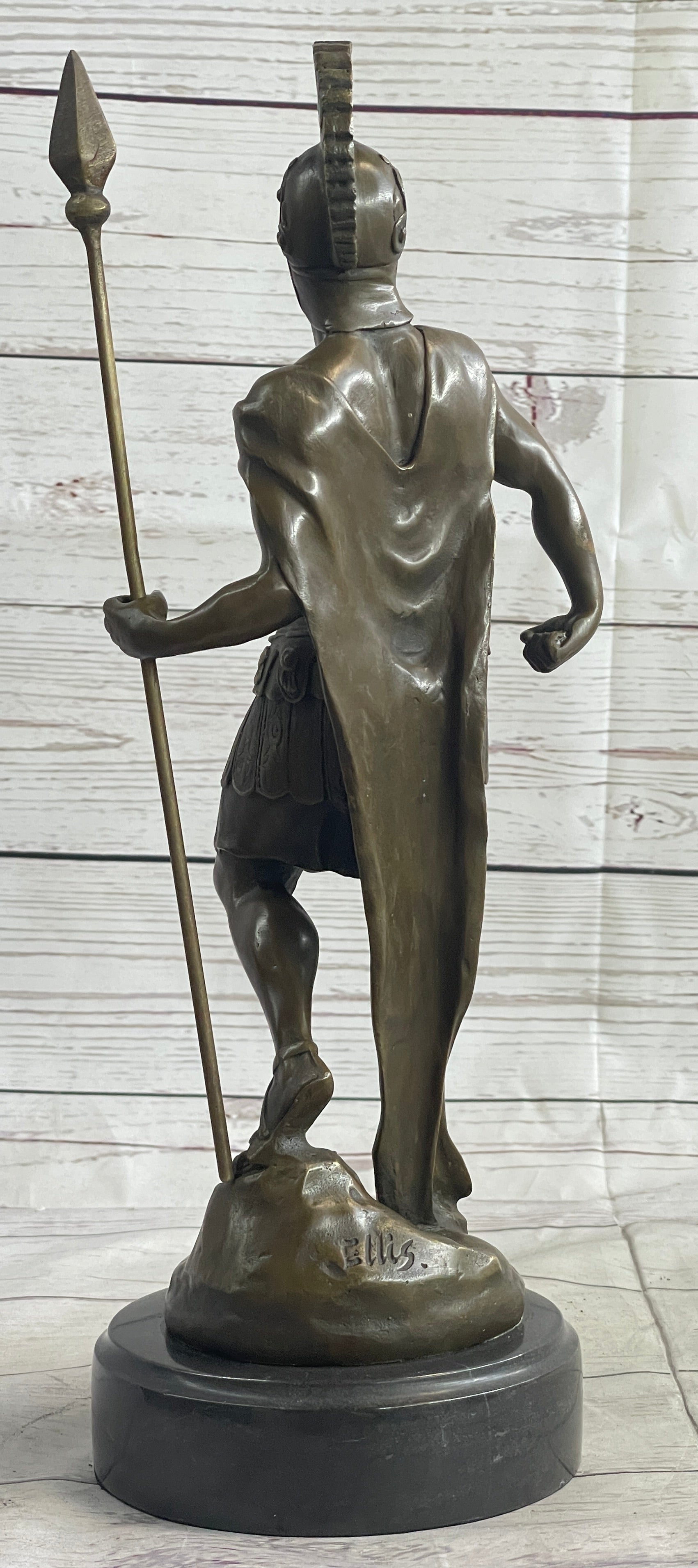 VINTAGE SIGNED KNIGHT WARRIOR BRONZE STATUE DALOU DECO SCULPTURE FIGURINE ART