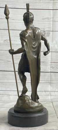 VINTAGE SIGNED KNIGHT WARRIOR BRONZE STATUE DALOU DECO SCULPTURE FIGURINE ART