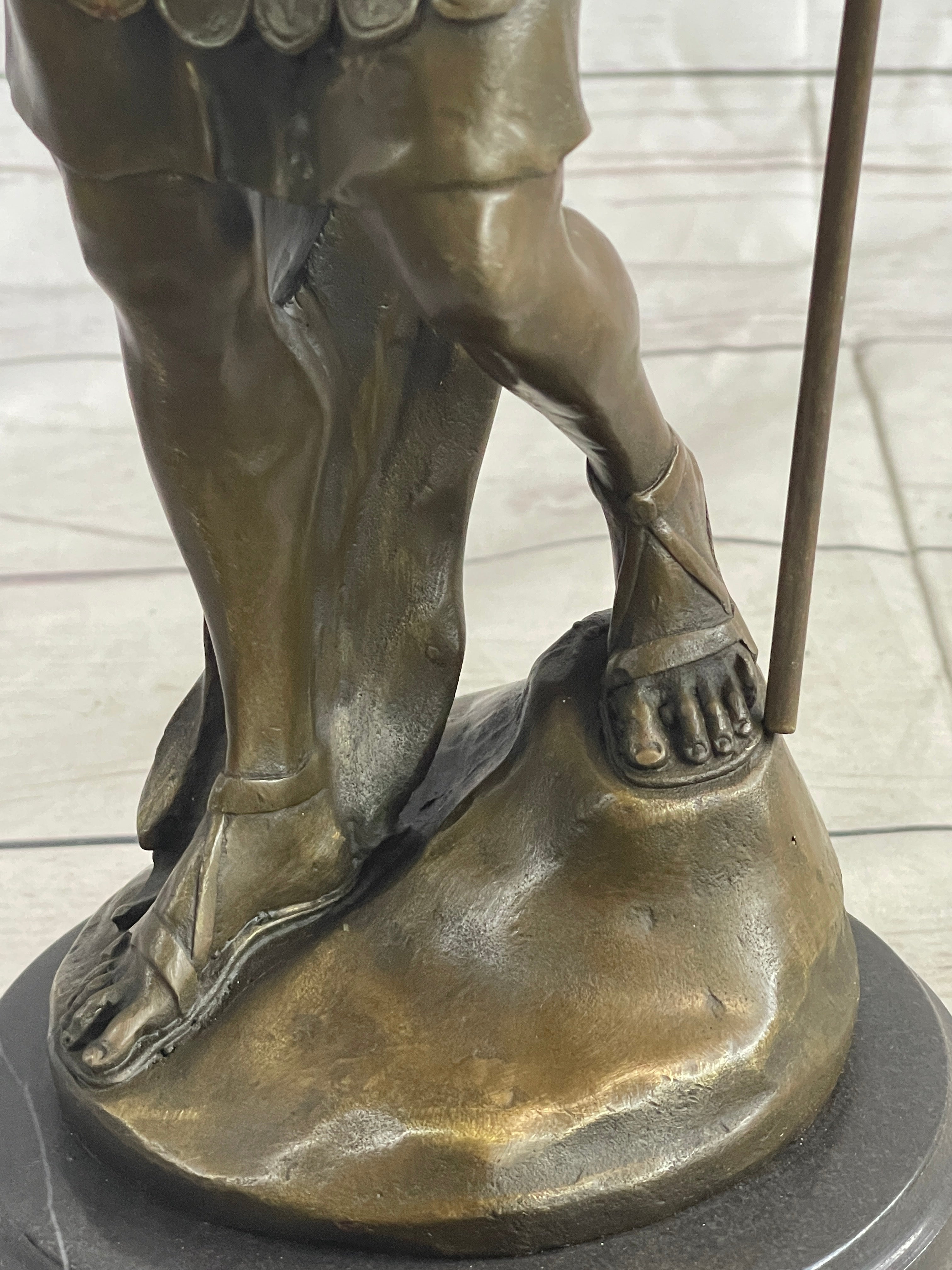 VINTAGE SIGNED KNIGHT WARRIOR BRONZE STATUE DALOU DECO SCULPTURE FIGURINE ART