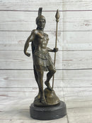 VINTAGE SIGNED KNIGHT WARRIOR BRONZE STATUE DALOU DECO SCULPTURE FIGURINE ART
