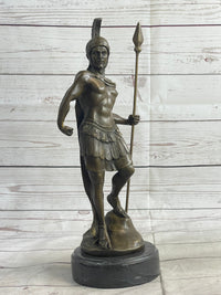 VINTAGE SIGNED KNIGHT WARRIOR BRONZE STATUE DALOU DECO SCULPTURE FIGURINE ART