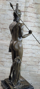 Greek Spartan Warrior Nude Figure Bronze Sculpture Art 33" x 8"