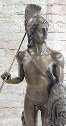 Greek Spartan Warrior Nude Figure Bronze Sculpture Art 33" x 8"