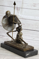 Skeleton Warrior w/ Shield and Spear Bronze 12" x 10"