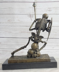 Skeleton Warrior w/ Shield and Spear Bronze 12" x 10"