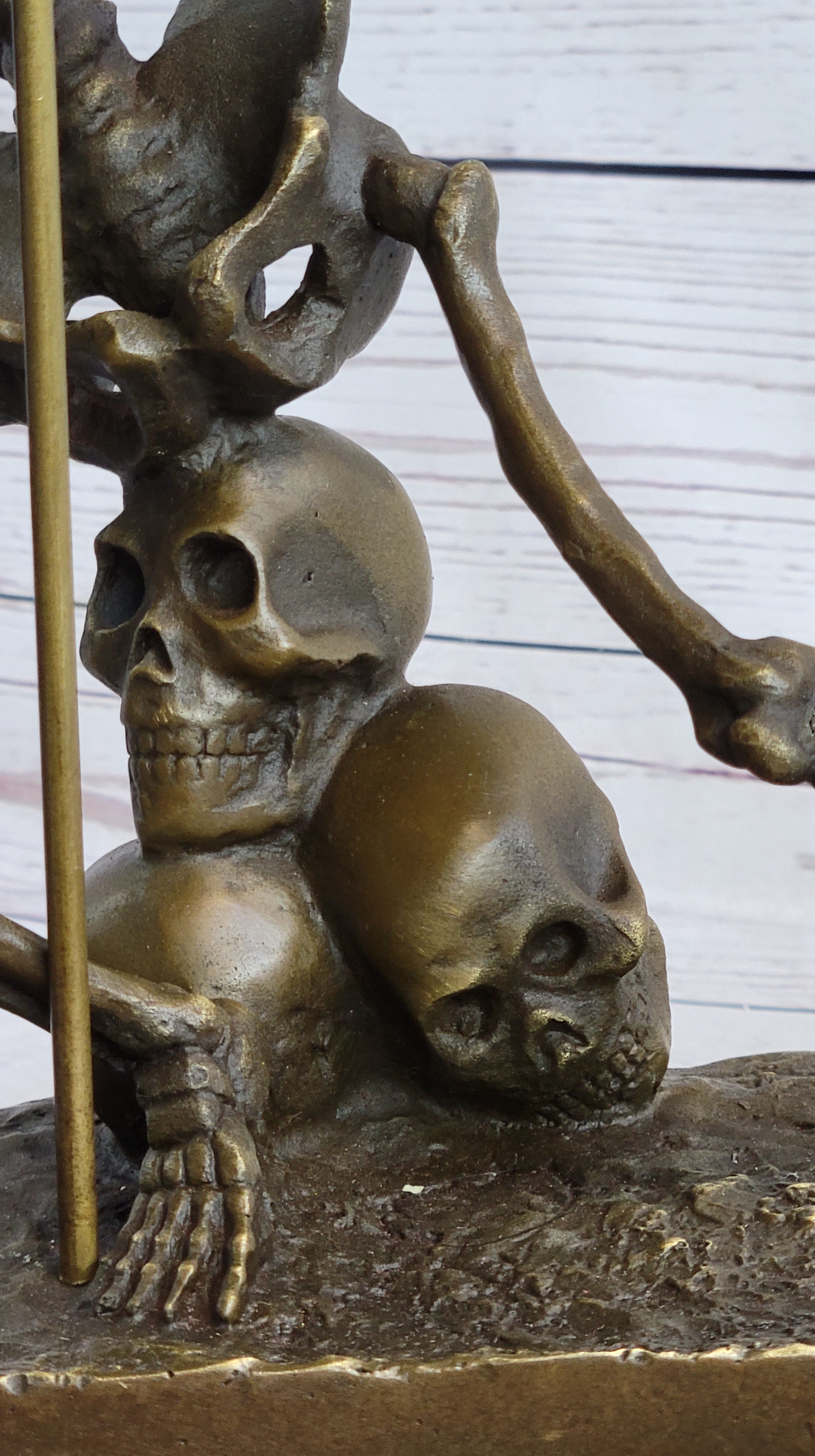 Skeleton Warrior w/ Shield and Spear Bronze 12" x 10"