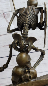 Skeleton Warrior w/ Shield and Spear Bronze 12" x 10"