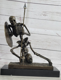 Skeleton Warrior w/ Shield and Spear Bronze 12" x 10"