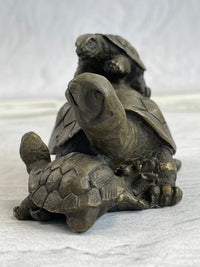 Mother Turtle with Baby Hatchling Bronze Sculpture