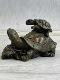 Mother Turtle with Baby Hatchling Bronze Sculpture