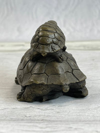 Mother Turtle with Baby Hatchling Bronze Sculpture