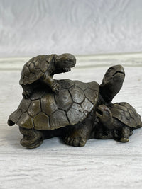Mother Turtle with Baby Hatchling Bronze Sculpture