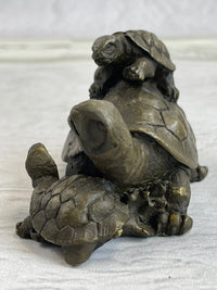 Mother Turtle with Baby Hatchling Bronze Sculpture