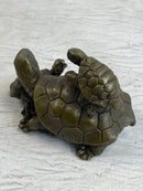 Mother Turtle with Baby Hatchling Bronze Sculpture