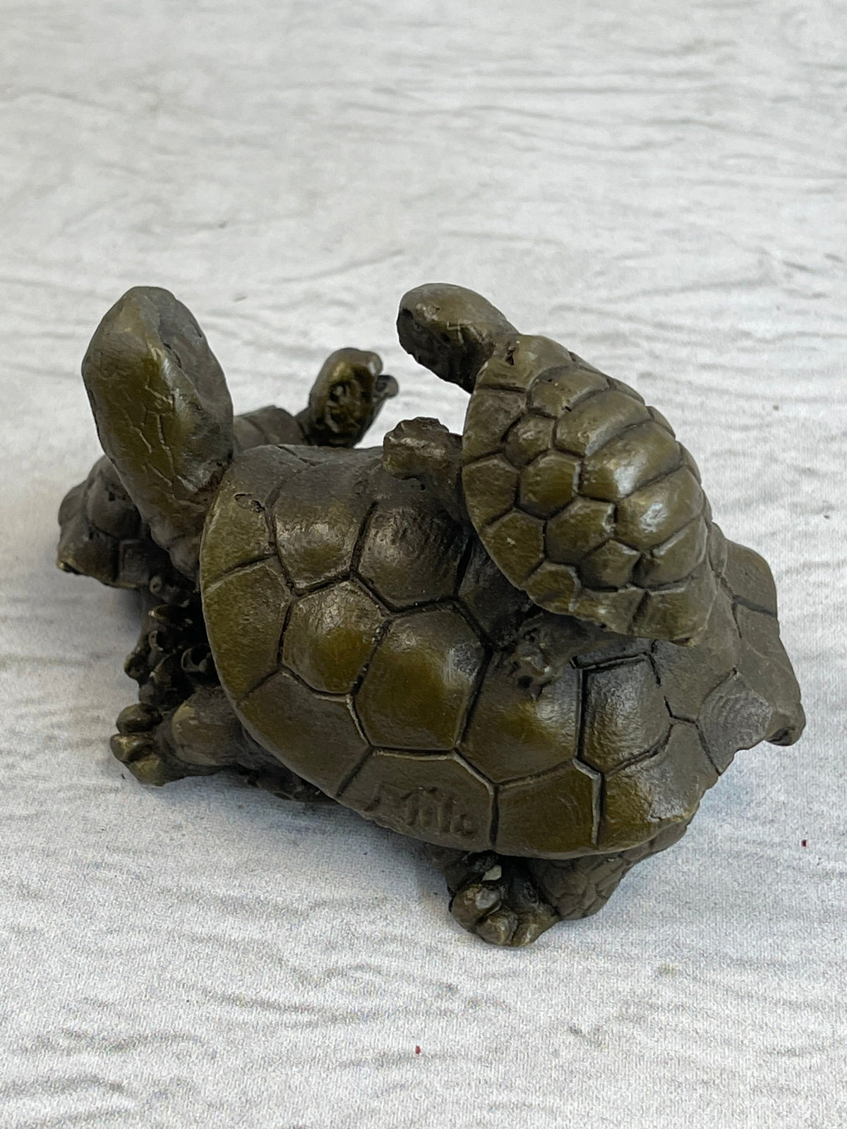 Mother Turtle with Baby Hatchling Bronze Sculpture