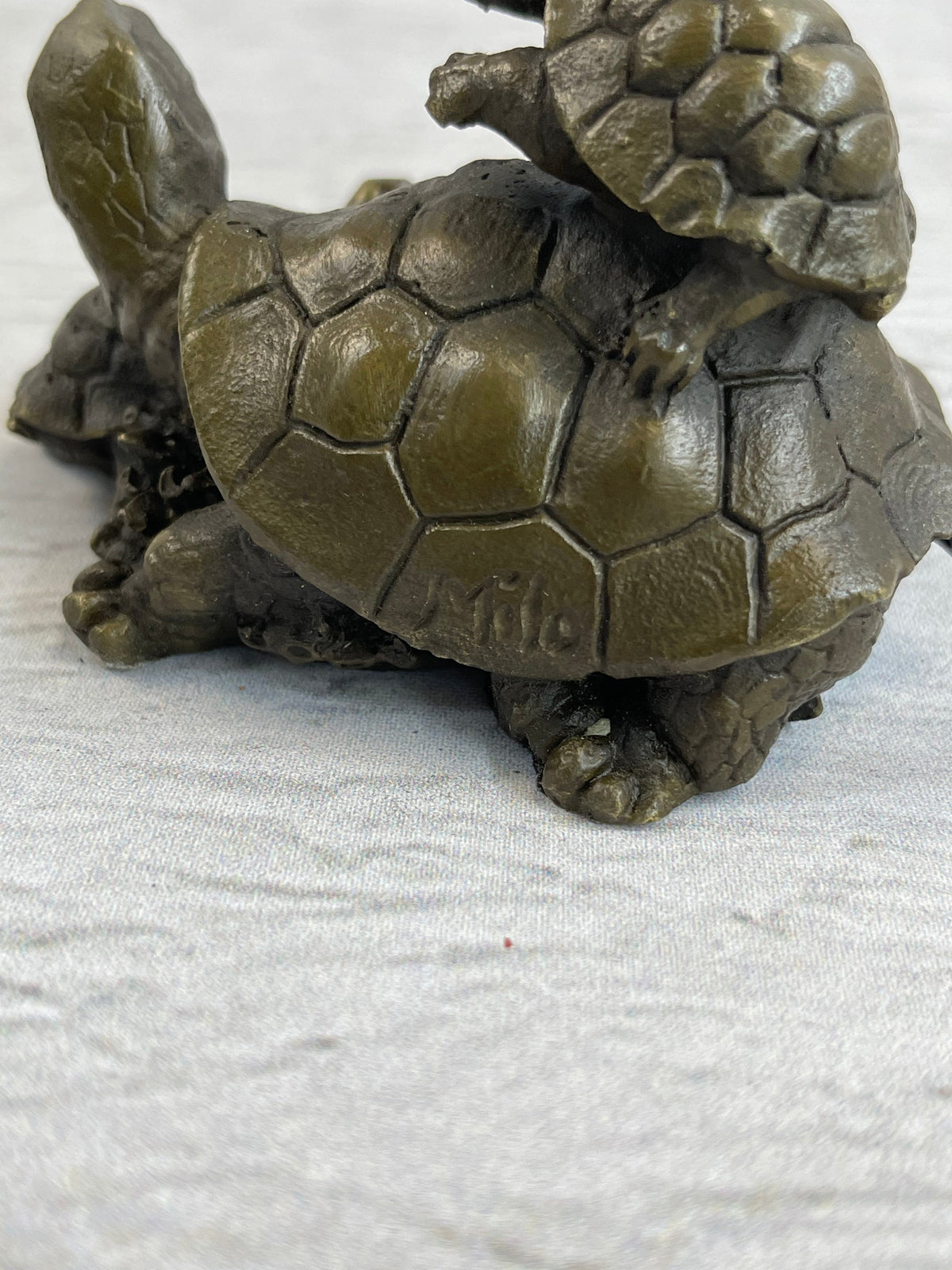 Mother Turtle with Baby Hatchling Bronze Sculpture