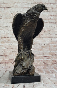 Bronze Metal Eagle Sculpture on Rocky Base by Barye