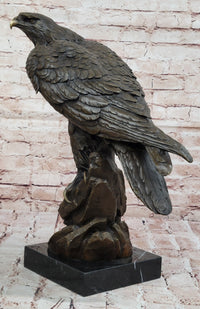 Bronze Metal Eagle Sculpture on Rocky Base by Barye