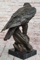 Bronze Metal Eagle Sculpture on Rocky Base by Barye