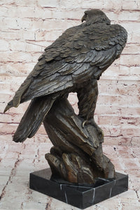 Bronze Metal Eagle Sculpture on Rocky Base by Barye