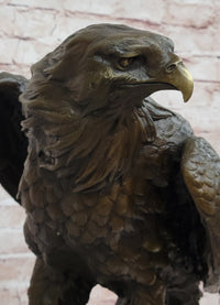 Bronze Metal Eagle Sculpture on Rocky Base by Barye