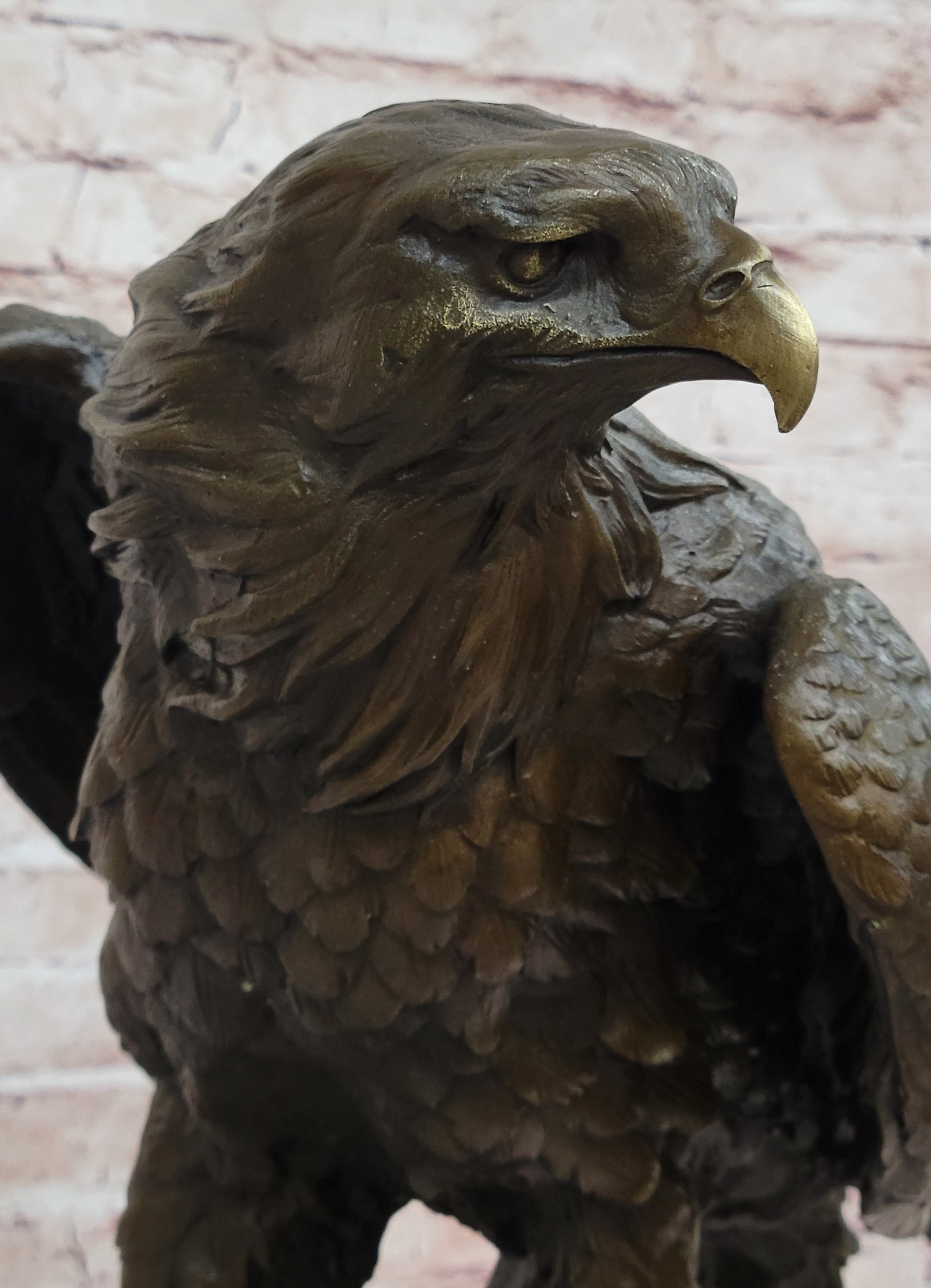 Bronze Metal Eagle Sculpture on Rocky Base by Barye