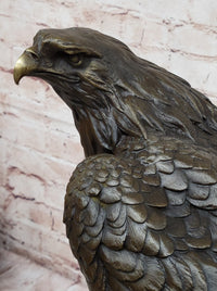Bronze Metal Eagle Sculpture on Rocky Base by Barye