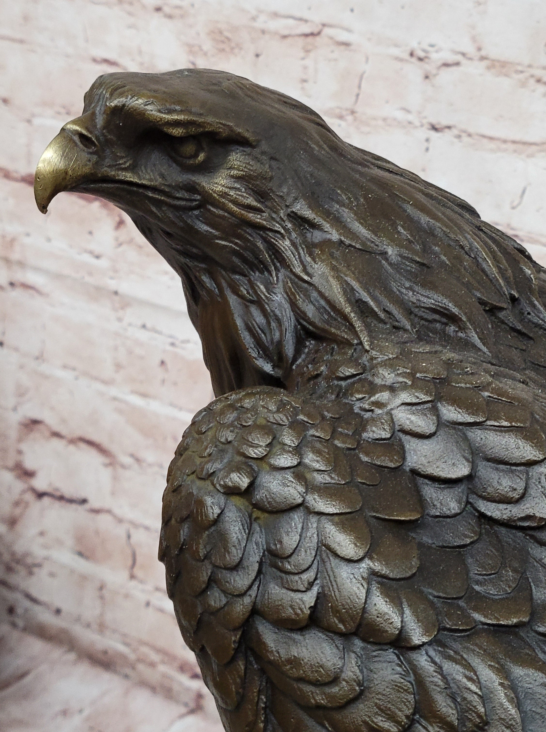 Bronze Metal Eagle Sculpture on Rocky Base by Barye