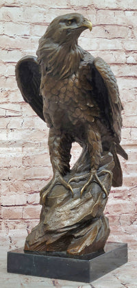 Bronze Metal Eagle Sculpture on Rocky Base by Barye