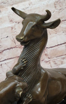 Bronze Panther Attacking Bull – Wildlife Scene on Marble Base
