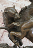 Bronze Panther Attacking Bull – Wildlife Scene on Marble Base