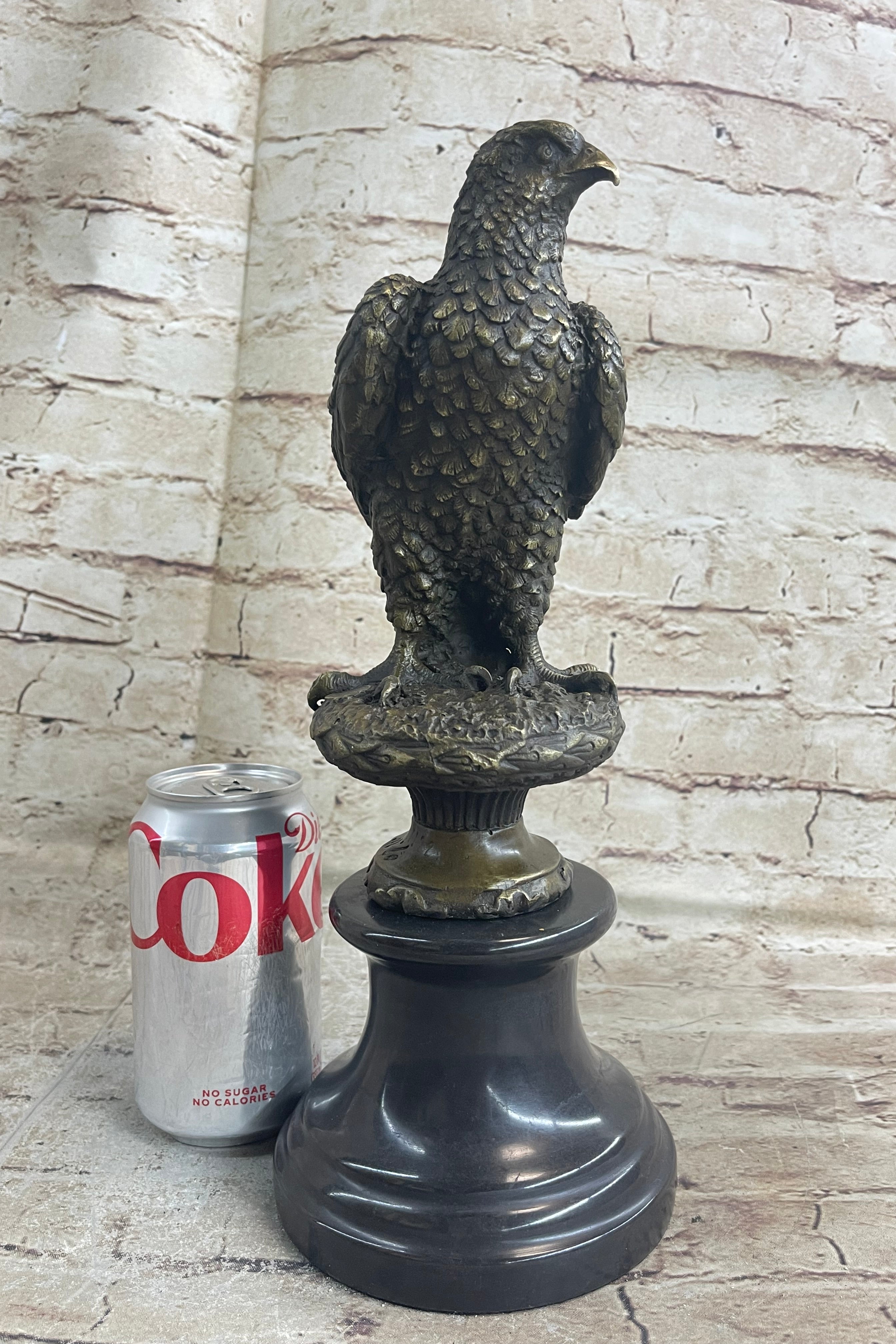 Milo Hawk American Eagle Bronze Marble Base Sculpture