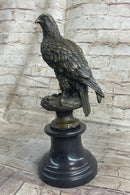 Milo Hawk American Eagle Bronze Marble Base Sculpture