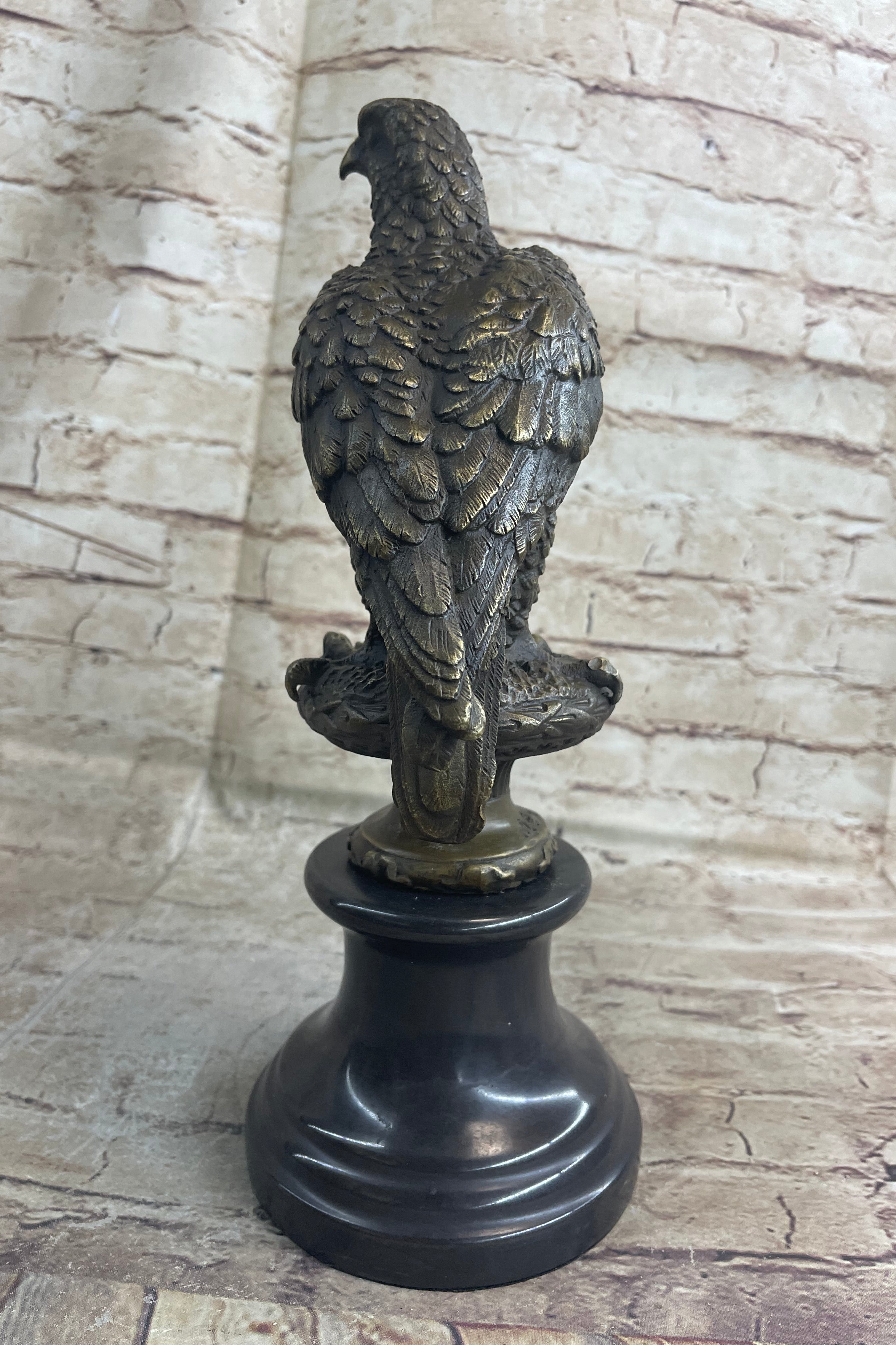 Milo Hawk American Eagle Bronze Marble Base Sculpture
