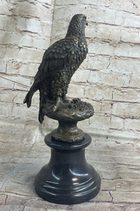 Milo Hawk American Eagle Bronze Marble Base Sculpture