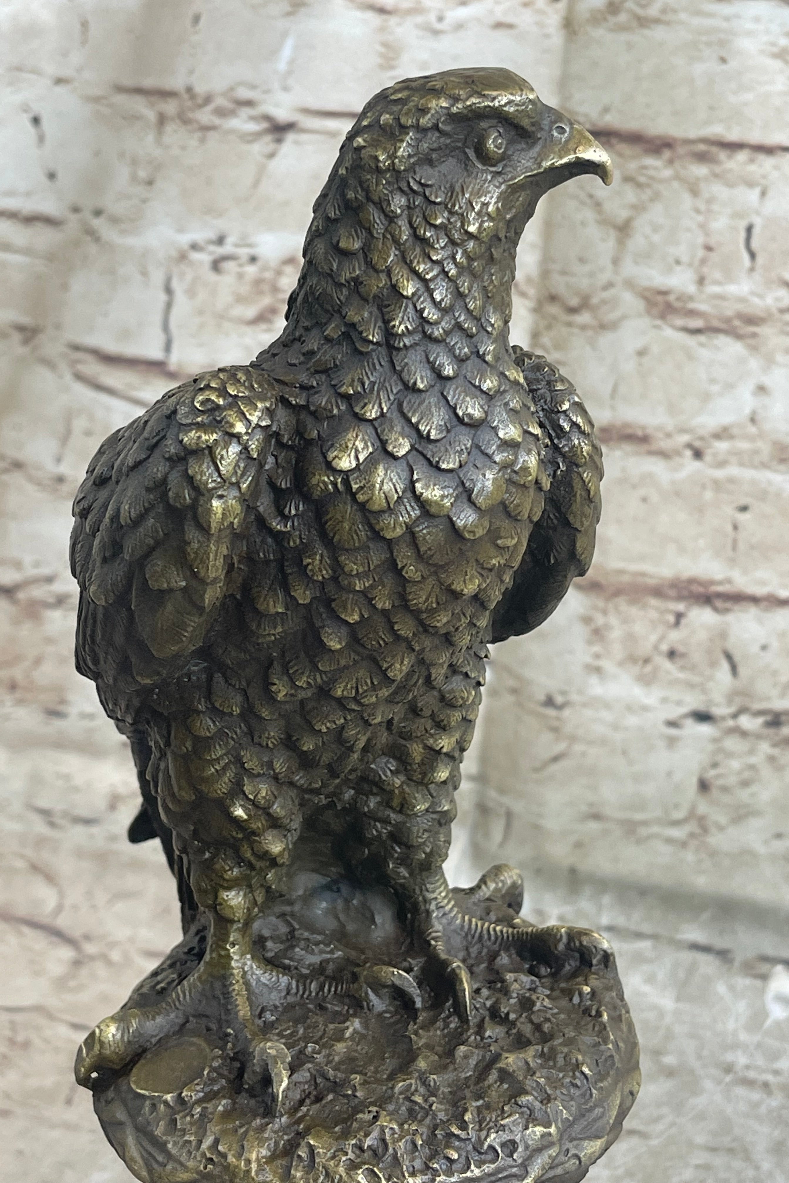 Milo Hawk American Eagle Bronze Marble Base Sculpture