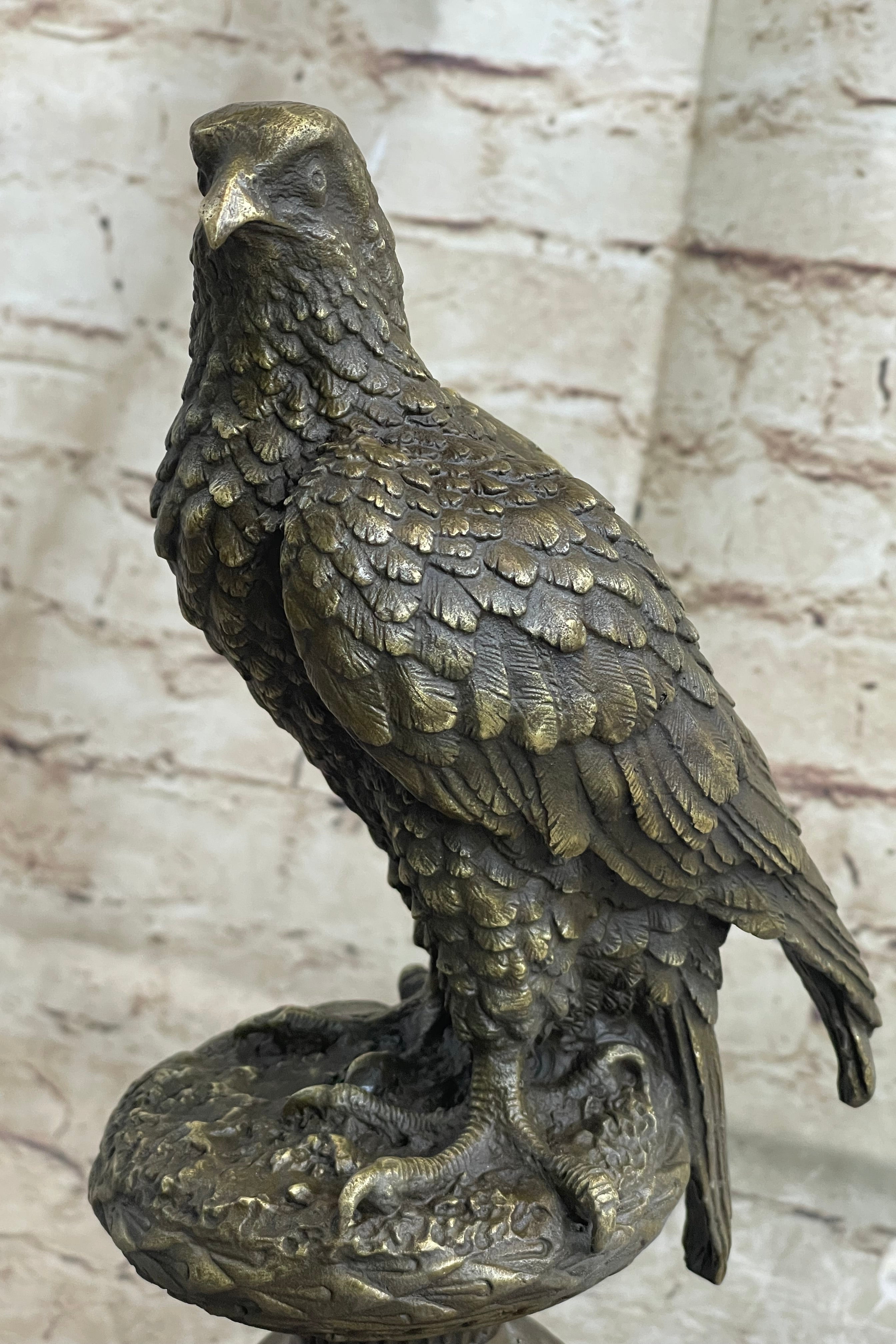 Milo Hawk American Eagle Bronze Marble Base Sculpture