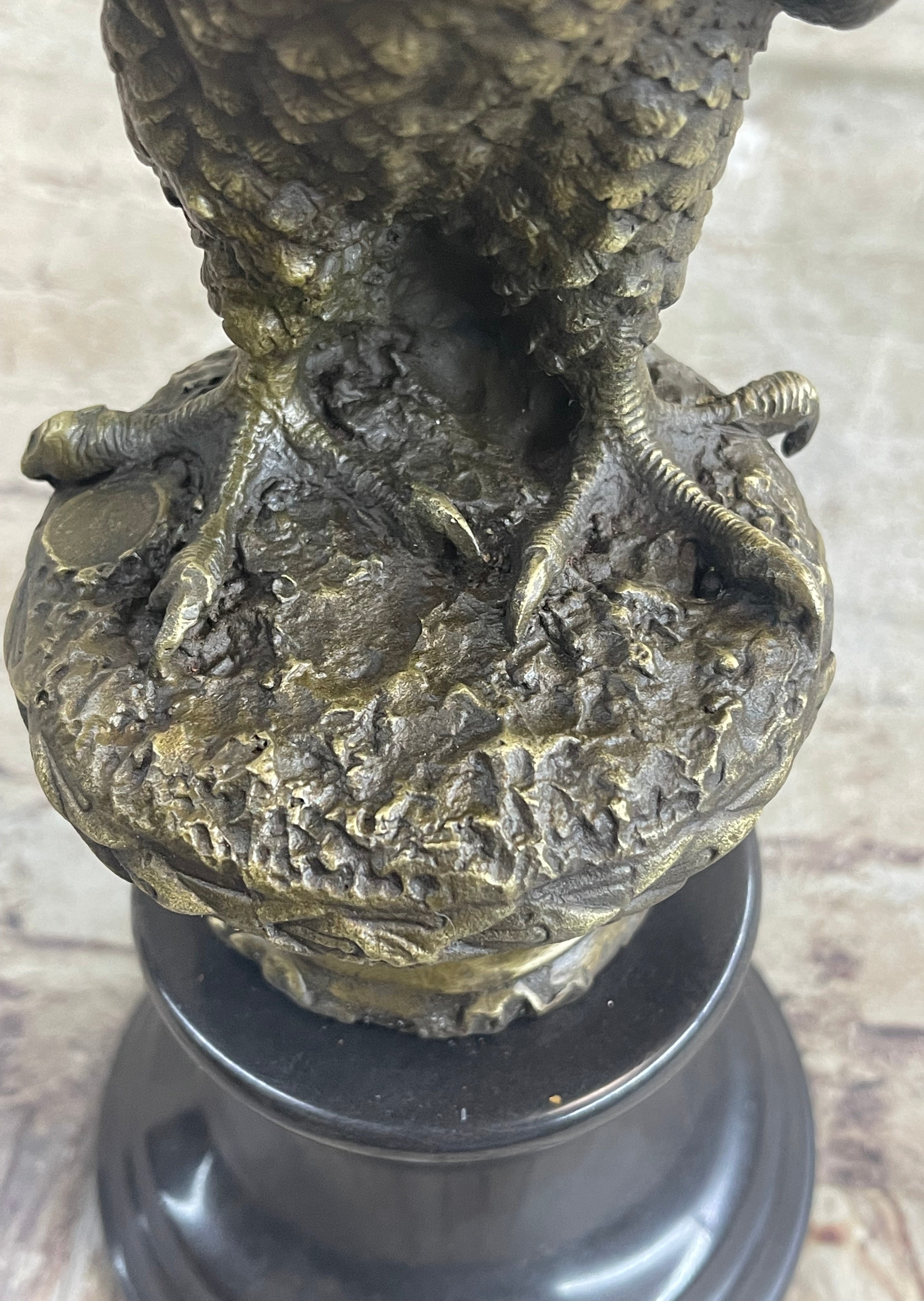 Milo Hawk American Eagle Bronze Marble Base Sculpture